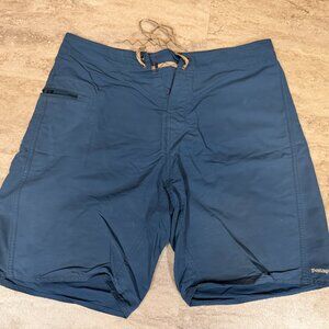 Patagonia Board Shorts Mens 34 Blue Drawstring Swim Trunks Surf Hybrid Zip